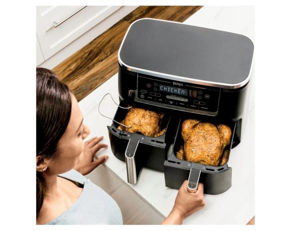 Ninja Foodi 6-in-1 10-qt. XL 2-Basket Air Fryer with DualZone Technology, Black - Certified Refurbished For Cheap