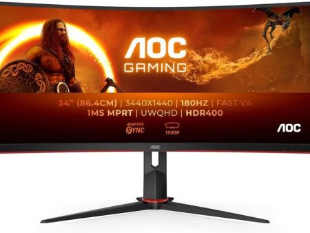 AOC 34  3440x1440 144Hz WQHD Curved Gaming Monitor - Certified Refurbished For Discount