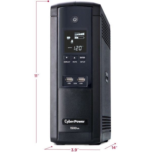 CyberPower 1500VA 900W 12 × NEMA 5-15R Simulated Sine Wave LCD & AVR UPS System - Certified Refurbished Online Sale