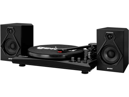 Gemini Record Player Turntable Bluetooth Audio System with Dual Stereo Speakers, Black - Certified Refurbished Hot on Sale