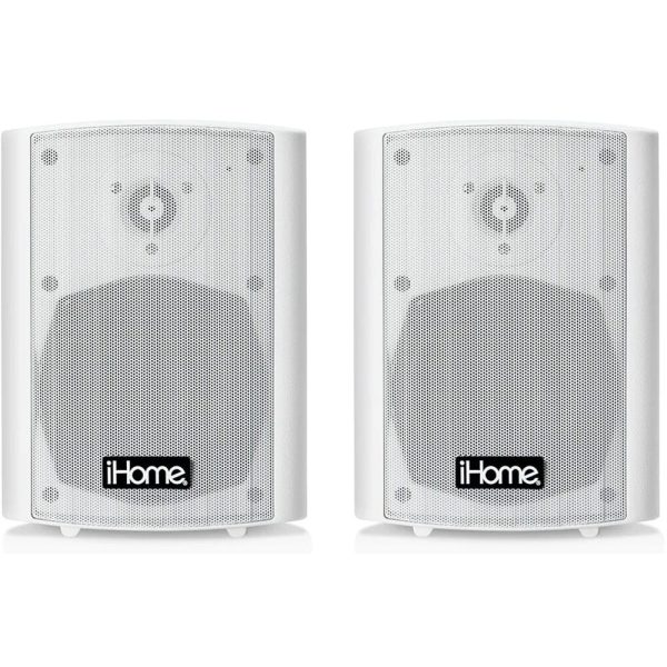 iHome Weatherproof Bluetooth 100Watt Pair of Speakers, White Cheap