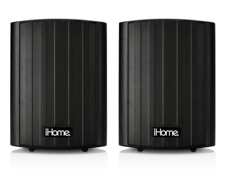 iHome Weatherproof Bluetooth 100Watt  Pair of Speakers, Black Fashion