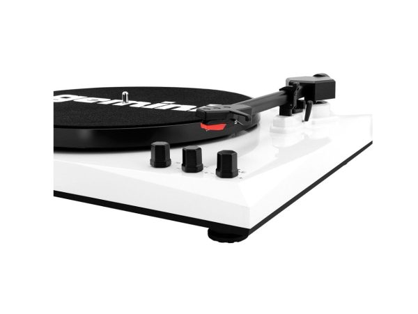 Gemini Record Player Turntable Bluetooth Audio System with Dual Stereo Speakers, Black & White - Certified Refurbished Hot on Sale