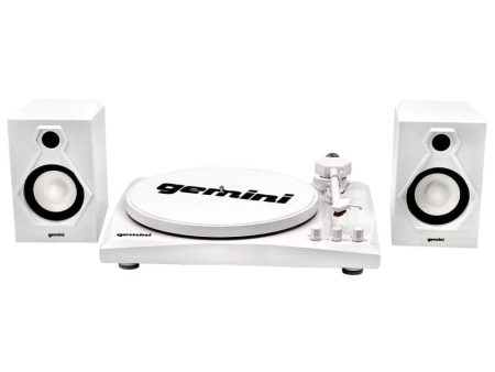 Gemini Record Player Turntable Bluetooth Audio System with Dual Stereo Speakers, White - Certified Refurbished For Discount